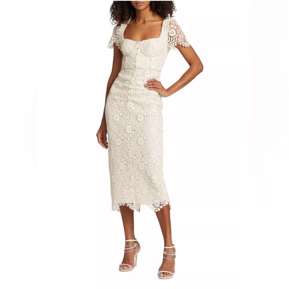 NWT Self-Portrait Lace & Crystal Midi-Dress Size US 6 - Picture 2 of 9